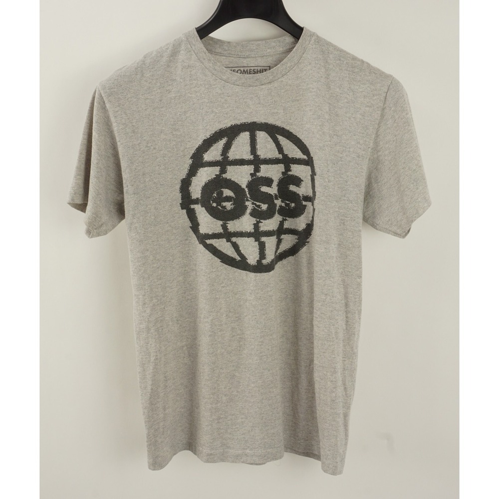 OSS Onsomeshit Men's Medium Short Sleeve Gray Knit Globe Graphic Crew T-Shirt